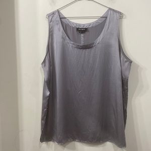 Silk Caress Silk Sleeveless Top/ Blouse in Silver Grey L/ XL